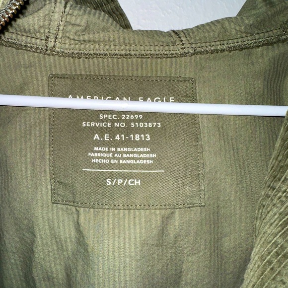 American Eagle olive green corduroy bomber jacket- size small (fit is baggier) - Picture 2 of 6